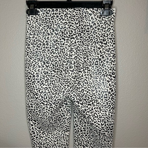 ZARA faux patent leather black & white leopard print pull on pants size XS - Picture 7 of 10